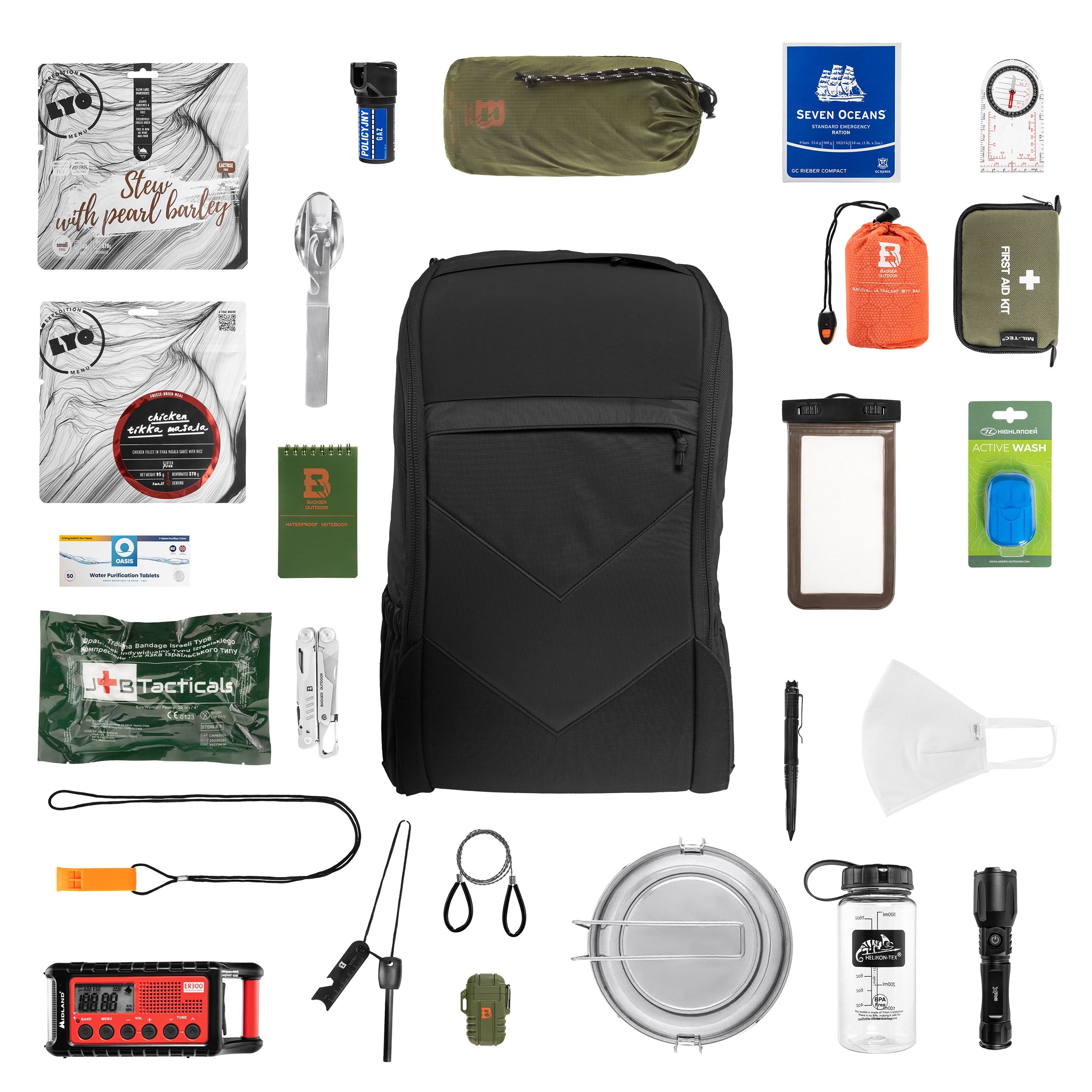 Plecak ewakuacyjny Helikon Bail Out Bag 25 l Black - z wyposażeniem